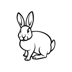 Vector linear sitting rabbit shape. Bunny line art illustration for Easter and Chinese New Year poster.