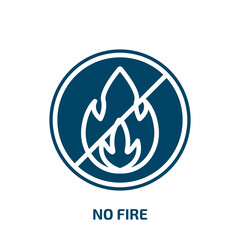 no fire icon from signs collection. Filled no fire, danger, safety glyph icons isolated on white background. Black vector no fire sign, symbol for web design and mobile apps