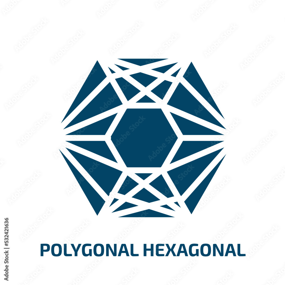 Poster polygonal hexagonal icon from geometry collection. filled polygonal hexagonal, hexagon, geometric gl