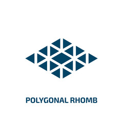 polygonal rhomb icon from geometry collection. Filled polygonal rhomb, school, pentagon glyph icons isolated on white background. Black vector polygonal rhomb sign, symbol for web design and mobile