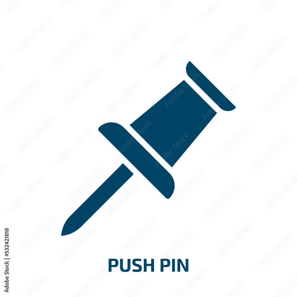 Poster push pin icon from geometry collection. filled push pin, button, pin glyph icons isolated on white b