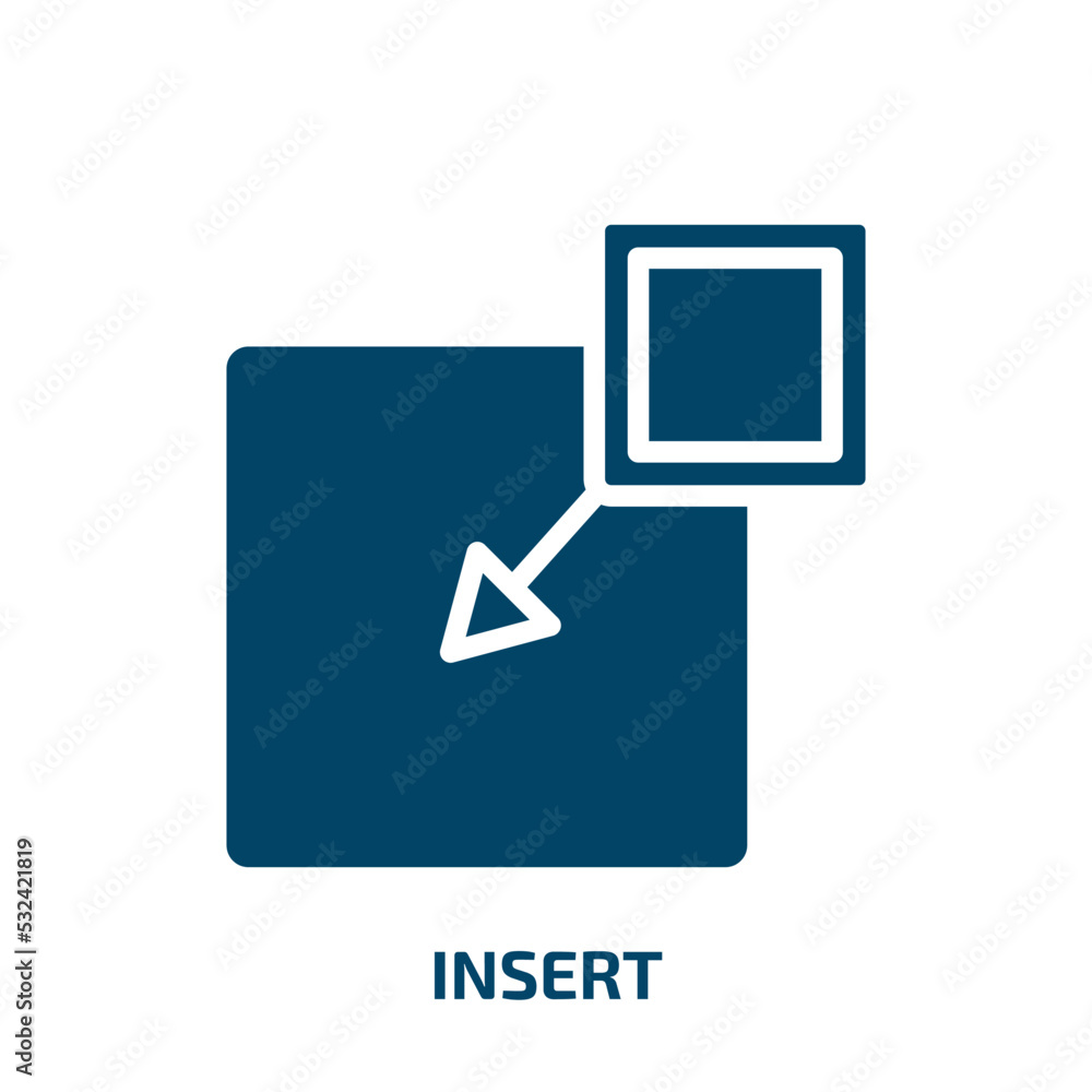 Poster insert icon from geometry collection. filled insert, credit, card glyph icons isolated on white back
