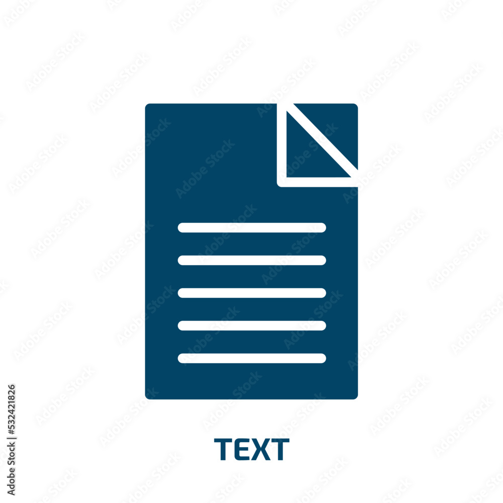 Poster text icon from geometry collection. filled text, communication, button glyph icons isolated on white