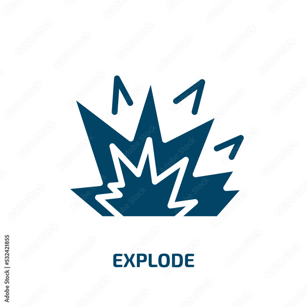 Poster explode icon from geometry collection. filled explode, explosion, exploding glyph icons isolated on 