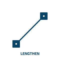 lengthen icon from geometry collection. Filled lengthen, lengthening, collection glyph icons isolated on white background. Black vector lengthen sign, symbol for web design and mobile apps