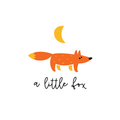 Cute little fox character logo illustration