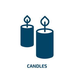 candles icon from religion collection. Filled candles, holiday, cake glyph icons isolated on white background. Black vector candles sign, symbol for web design and mobile apps