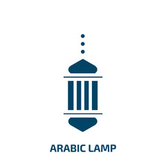 arabic lamp icon from religion collection. Filled arabic lamp, arabic, lamp glyph icons isolated on white background. Black vector arabic lamp sign, symbol for web design and mobile apps