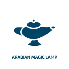 arabian magic lamp icon from religion collection. Filled arabian magic lamp, magic, myth glyph icons isolated on white background. Black vector arabian magic lamp sign, symbol for web design and