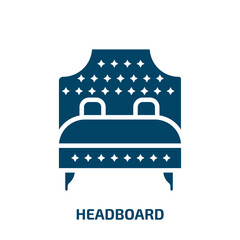 headboard icon from furniture & household collection. Filled headboard, bed, comfortable glyph icons isolated on white background. Black vector headboard sign, symbol for web design and mobile apps