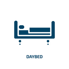 daybed icon from furniture & household collection. Filled daybed, sun, summer glyph icons isolated on white background. Black vector daybed sign, symbol for web design and mobile apps