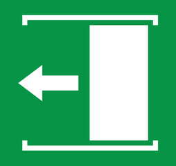 Door slides left to open symbol sign on white background.