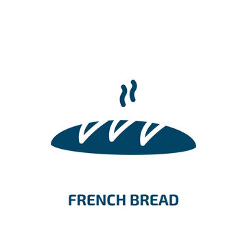 french bread icon from food collection. Filled french bread, french, bread glyph icons isolated on white background. Black vector french bread sign, symbol for web design and mobile apps