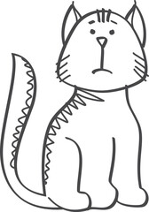 Cute cat drawing. Sad little kitten sketch