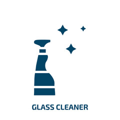 glass cleaner icon from cleaning collection. Filled glass cleaner, glass, cleaner glyph icons isolated on white background. Black vector glass cleaner sign, symbol for web design and mobile apps