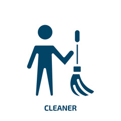 cleaner icon from cleaning collection. Filled cleaner, wash, dust glyph icons isolated on white background. Black vector cleaner sign, symbol for web design and mobile apps