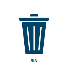 bin icon from cleaning collection. Filled bin, recycle, basket glyph icons isolated on white background. Black vector bin sign, symbol for web design and mobile apps