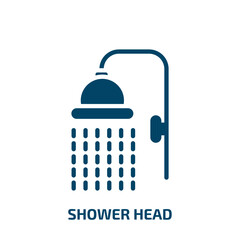 shower head icon from cleaning collection. Filled shower head, shower, clean glyph icons isolated on white background. Black vector shower head sign, symbol for web design and mobile apps