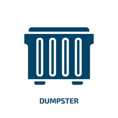 dumpster icon from cleaning collection. Filled dumpster, waste, trash glyph icons isolated on white background. Black vector dumpster sign, symbol for web design and mobile apps