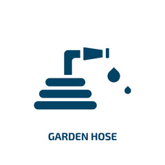 Obraz premium garden hose icon from cleaning collection. Filled garden hose, hose, garden glyph icons isolated on white background. Black vector garden hose sign, symbol for web design and mobile apps
