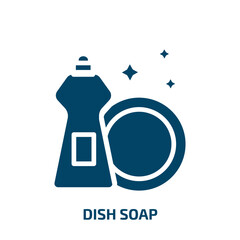 dish soap icon from cleaning collection. Filled dish soap, hygiene, clean glyph icons isolated on white background. Black vector dish soap sign, symbol for web design and mobile apps