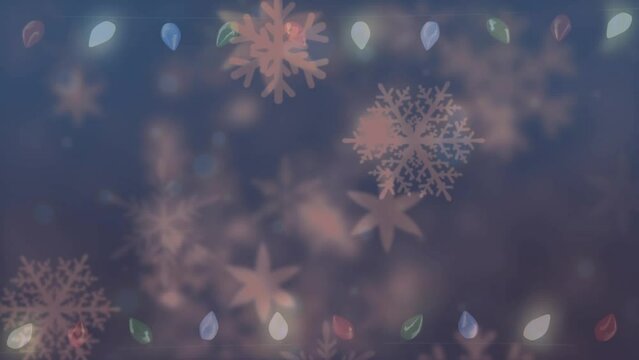 Animation of lights over snow falling