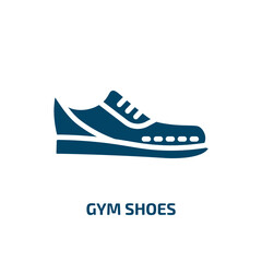 gym shoes icon from fashion collection. Filled gym shoes, sneaker, gym glyph icons isolated on white background. Black vector gym shoes sign, symbol for web design and mobile apps