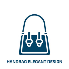 handbag elegant design icon from fashion collection. Filled handbag elegant design, bag, shopping glyph icons isolated on white background. Black vector handbag elegant design sign, symbol for web