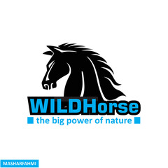 WILD HORSE LOGO, silhouette of great stallion face vector illustrations