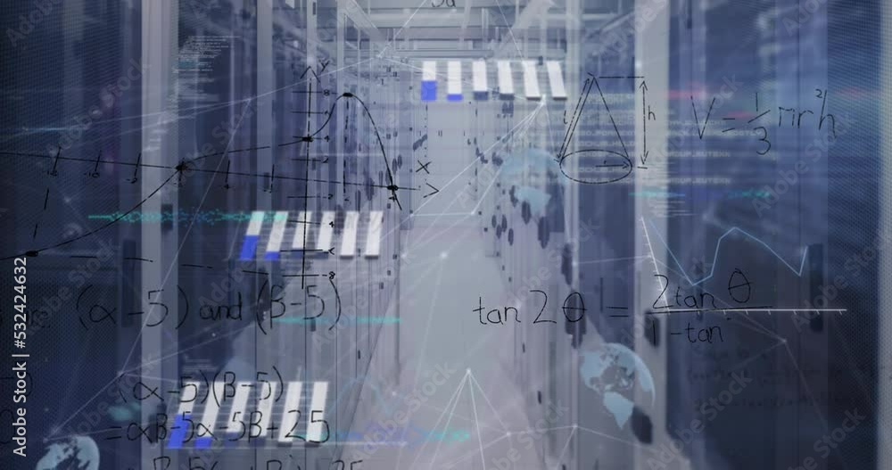 Poster animation of data processing over server room