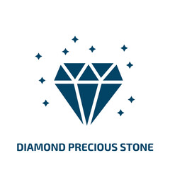 diamond precious stone icon from fashion collection. Filled diamond precious stone, gift, jewel glyph icons isolated on white background. Black vector diamond precious stone sign, symbol for web