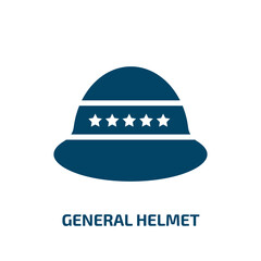 general helmet icon from fashion collection. Filled general helmet, warrior, army glyph icons isolated on white background. Black vector general helmet sign, symbol for web design and mobile apps
