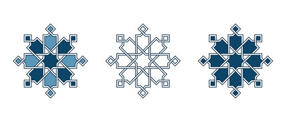 Persian geometric mosaic rosettes for Ramadan card