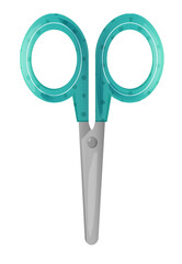 Teal school  stainless still scissors. Stylized watercolour.