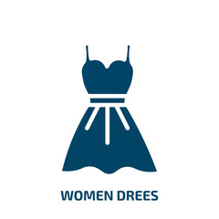 women drees icon from fashion collection. Filled women drees, beauty, apparel glyph icons isolated on white background. Black vector women drees sign, symbol for web design and mobile apps