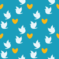 dove of peace and yellow hearts