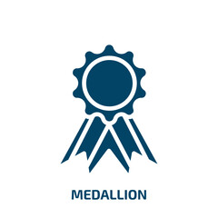 medallion icon from education collection. Filled medallion, achievement, award glyph icons isolated on white background. Black vector medallion sign, symbol for web design and mobile apps