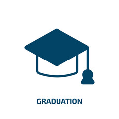 graduation icon from literature collection. Filled graduation, education, school glyph icons isolated on white background. Black vector graduation sign, symbol for web design and mobile apps