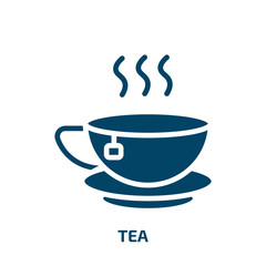tea icon from drinks collection. Filled tea, cup, hot glyph icons isolated on white background. Black vector tea sign, symbol for web design and mobile apps