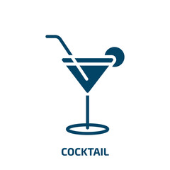 cocktail icon from drinks collection. Filled cocktail, bar, glass glyph icons isolated on white background. Black vector cocktail sign, symbol for web design and mobile apps