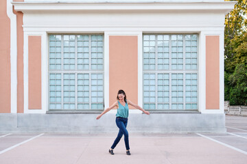 Woman dancing solo jazz in the street. Authentic Jazz or Vernacular Jazz Dance.