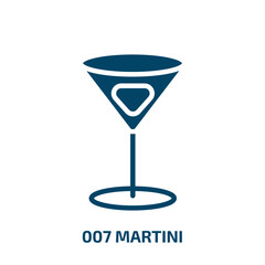 007 martini icon from drinks collection. Filled 007 martini, martini, drink glyph icons isolated on white background. Black vector 007 martini sign, symbol for web design and mobile apps