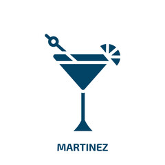 martinez icon from drinks collection. Filled martinez, cosmopolitan, martini glyph icons isolated on white background. Black vector martinez sign, symbol for web design and mobile apps