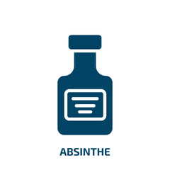 absinthe icon from drinks collection. Filled absinthe, bar, alcohol glyph icons isolated on white background. Black vector absinthe sign, symbol for web design and mobile apps