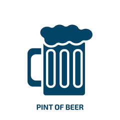 pint of beer icon from drinks collection. Filled pint of beer, bar, alcohol glyph icons isolated on white background. Black vector pint of beer sign, symbol for web design and mobile apps