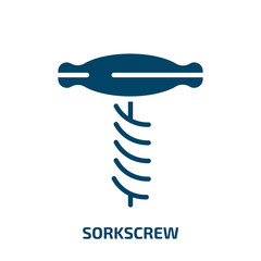 sorkscrew icon from drinks collection. Filled sorkscrew, bottle, cork glyph icons isolated on white background. Black vector sorkscrew sign, symbol for web design and mobile apps