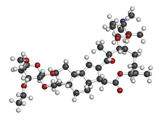 Spinetoram insecticide molecule, 3D rendering.