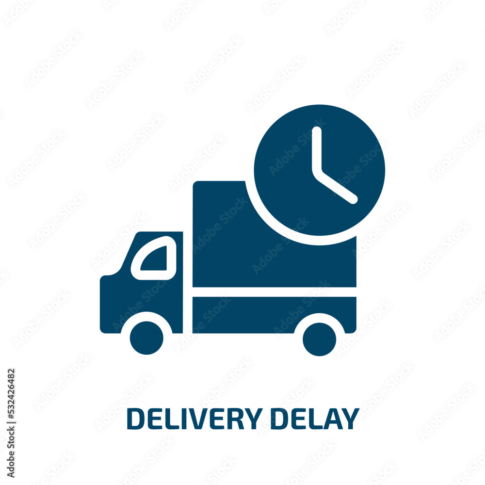 Aufkleber delivery delay icon from delivery and logistic collection. filled delivery delay, delivery, delay gl