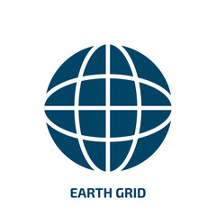 earth grid icon from delivery and logistic collection. Filled earth grid, global, globe glyph icons isolated on white background. Black vector earth grid sign, symbol for web design and mobile apps