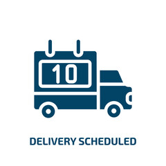 delivery scheduled icon from delivery and logistic collection. Filled delivery scheduled, delivery, schedule glyph icons isolated on white background. Black vector delivery scheduled sign, symbol for